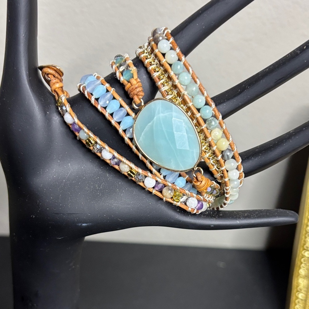 Stone Boho Beaded Wrap Western Bracelet